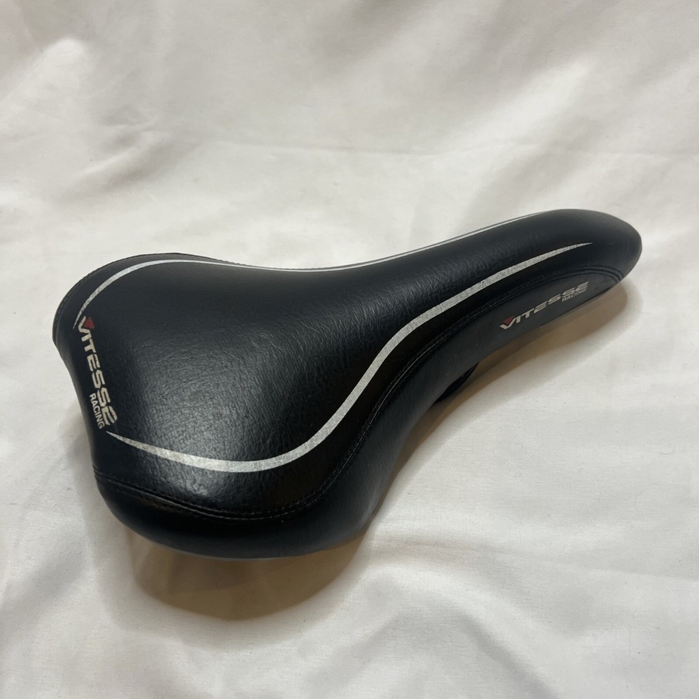 Vitesse Racing Bike Seat Black Padded Foam White Stripe Saddle Bicycle‎